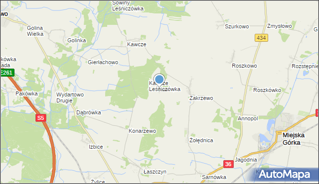 mapa Antoniewo, Antoniewo gmina Miejska Górka na mapie Targeo